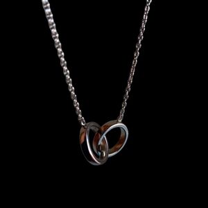 925 Sterling Silver two rings chain necklace